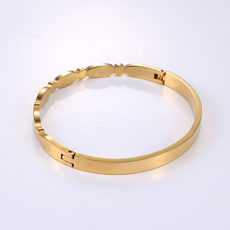 Stylish Couples Gold-Plated Titanium Steel Bracelet - Simple and Elegant Stainless Steel Jewelry