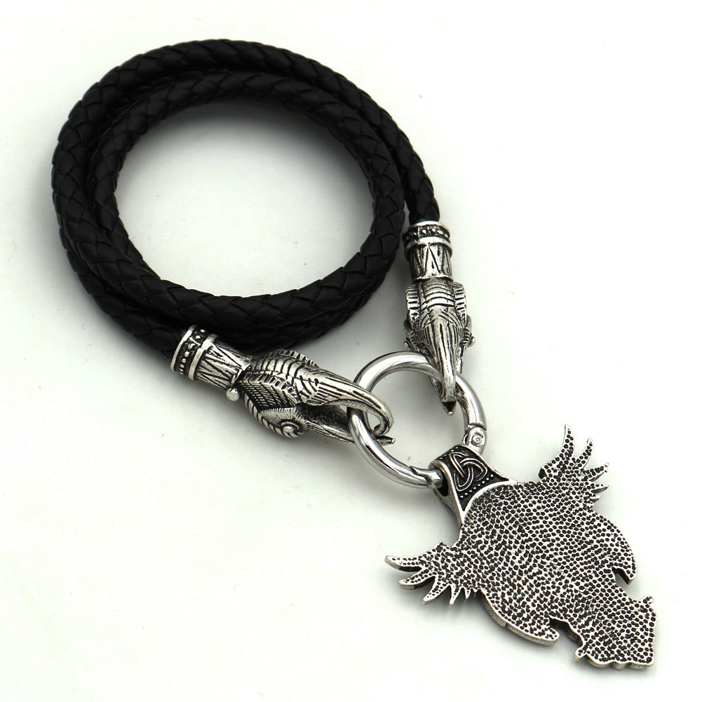 Legendary Viking Amulet Necklace with Odin Pendant - European and American Fashion Accessory for Men