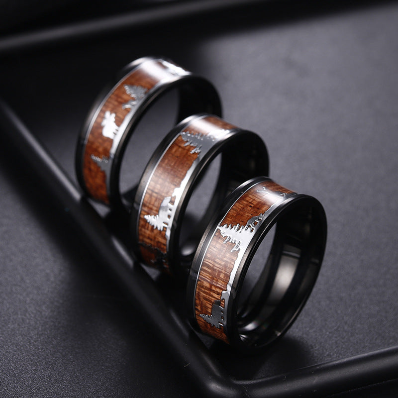 Elk Titanium Ring - Durable Steel Christmas Gift for Men