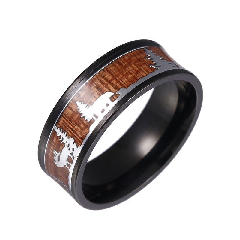 Elk Titanium Ring - Durable Steel Christmas Gift for Men