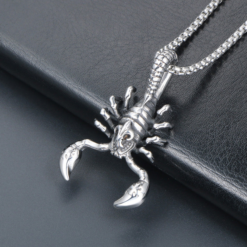 Titanium Steel Scorpion Pendant Necklace for Scorpio - Punk Animal Accessory for Men and Women