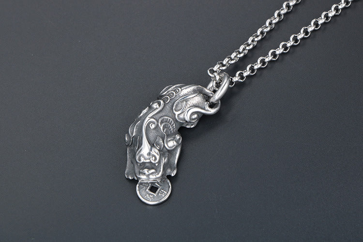 Titanium Steel Pixiu Fortune Necklace for Men - Stylish Lucky Charm Accessory