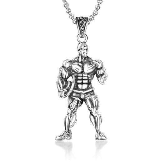 Titanium Steel Men's Fitness Necklaces with Expert Pendants - European and American Gym Style