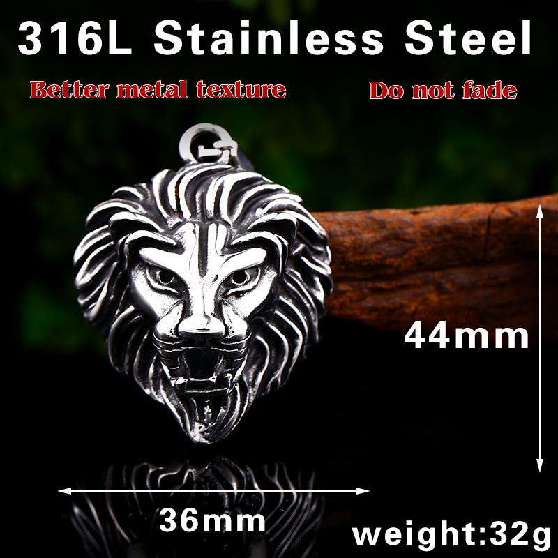 Titanium Steel Lion Head Pendant for Men - Domineering Animal Jewelry Wholesale