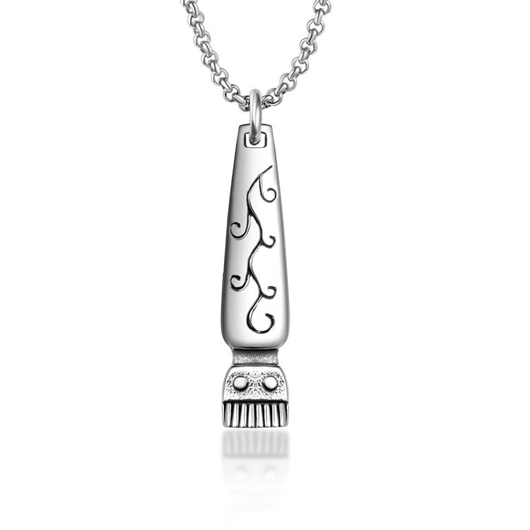 Retro Punk Titanium Steel Razor Pendant Necklace for Men