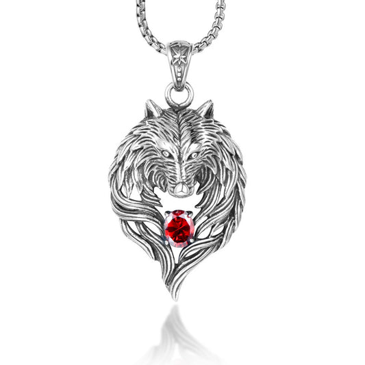 Trendy Double-Sided Fox Pendant Necklace in Titanium Steel with Zircon Accents for Men