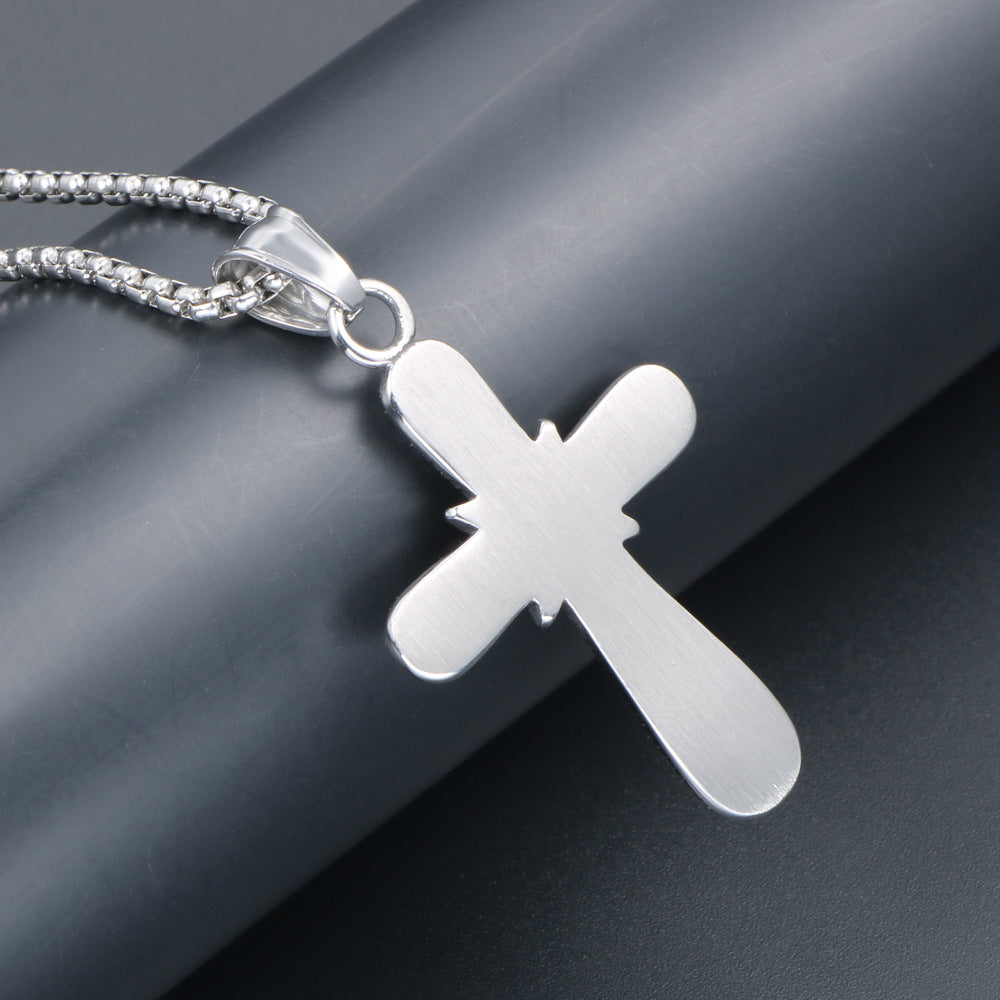 Titanium Steel Star Cross Pendant Necklace for Men - Trendy Rock Style Sweater Chain