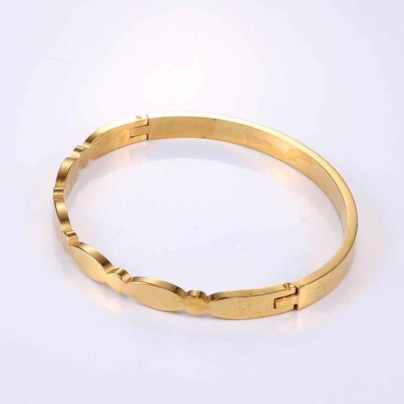 Stylish Couples Gold-Plated Titanium Steel Bracelet - Simple and Elegant Stainless Steel Jewelry