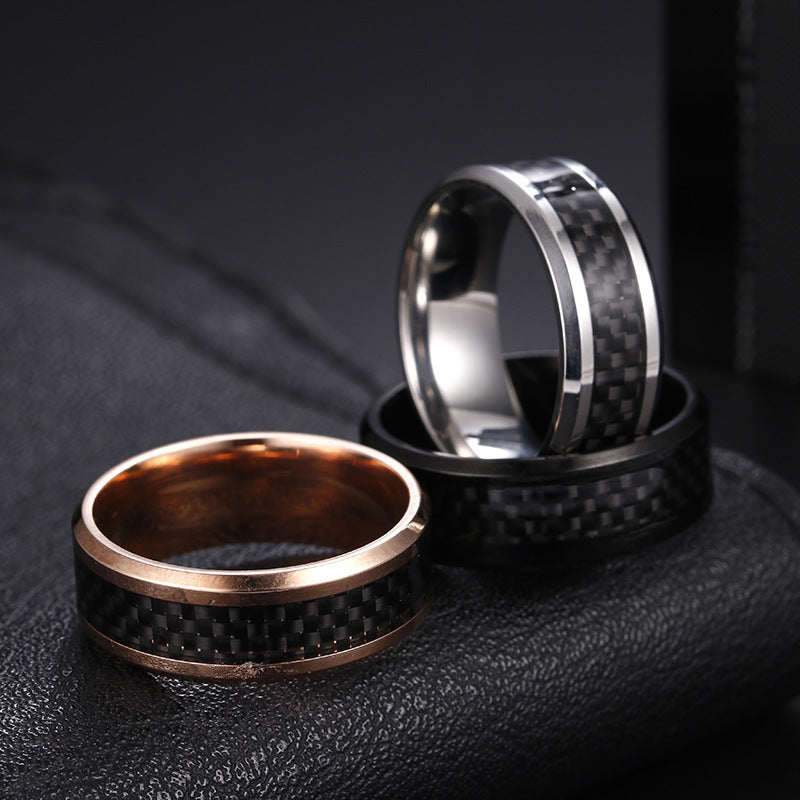 Stainless Steel Carbon Fiber Men's Ring - Everyday Genie Collection