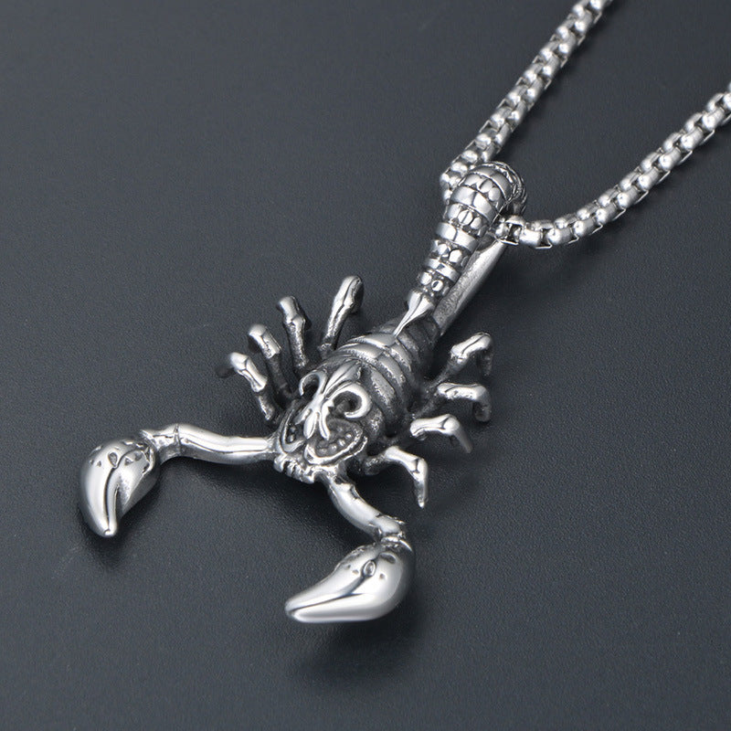 Titanium Steel Scorpion Pendant Necklace for Scorpio - Punk Animal Accessory for Men and Women