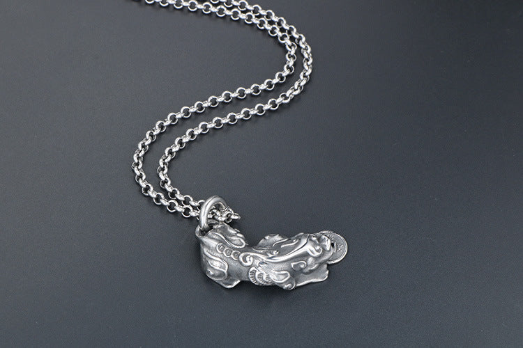 Titanium Steel Pixiu Fortune Necklace for Men - Stylish Lucky Charm Accessory