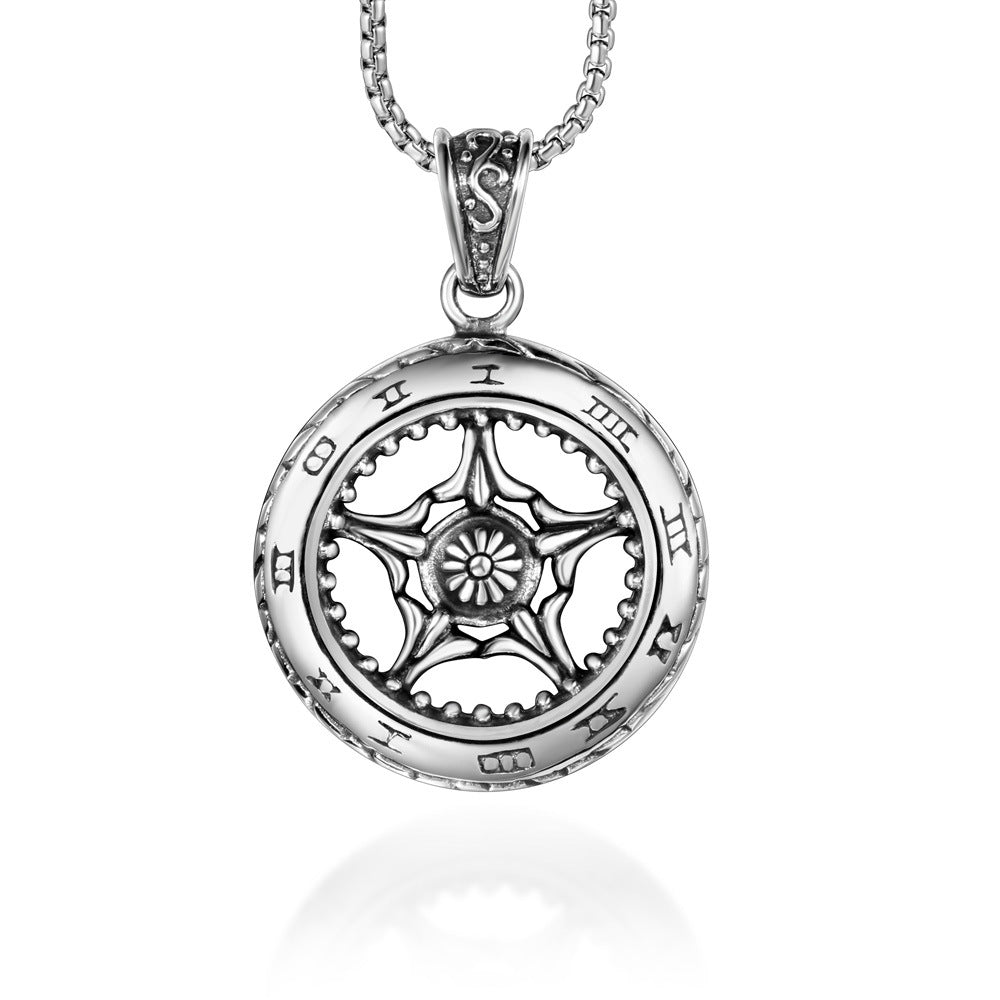 Customizable Urban Wheel Pendant Necklace for Men - Trendy Punk Hip Hop Style