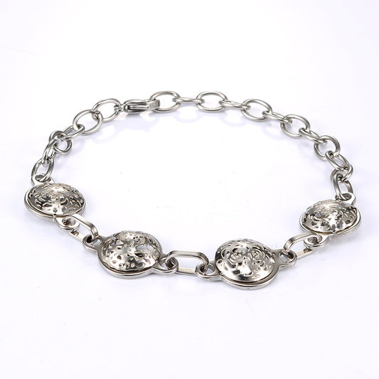 Chic Korean Snowflake Cutout Titanium Steel Bracelet for Women, Simple and Stylish Stainless Steel Jewelry