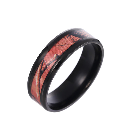 Camouflage Steel Ring for Men - Popular in Europe & America, Titanium Steel, Single Piece Ship, Genie Collection