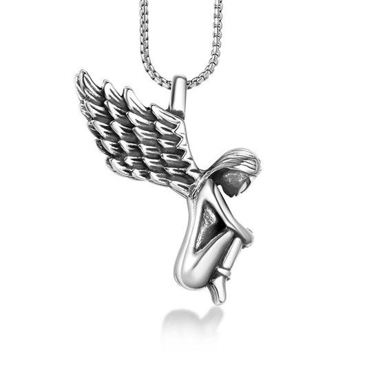 Adorable Miniature Angel Necklace, Custom Fallen Angel Pendant, Stylish Bible-Inspired Jewelry for All Genders