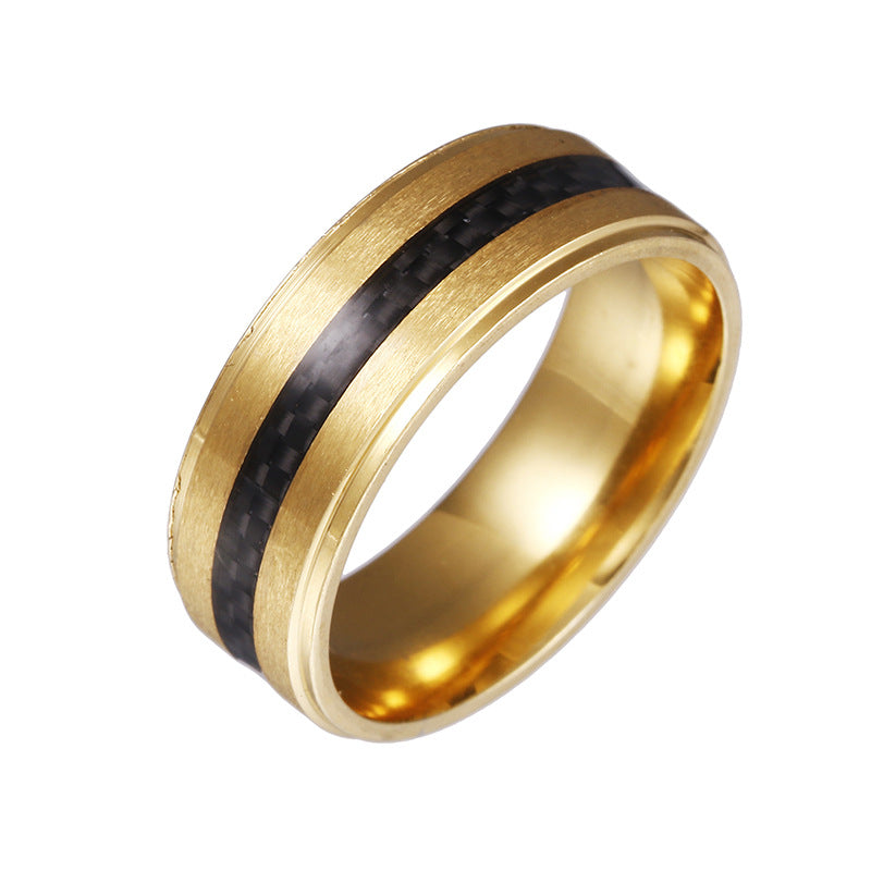 Carbon Fiber Stainless Steel Men's Ring - European American Source - Single Piece Shipping Included