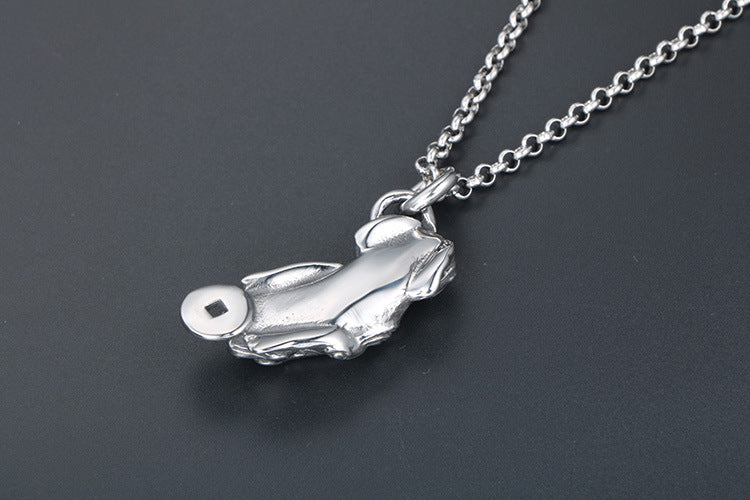 Titanium Steel Pixiu Fortune Necklace for Men - Stylish Lucky Charm Accessory