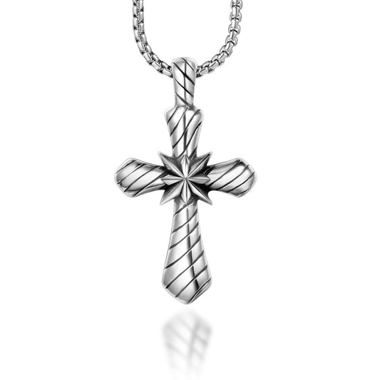 Personalized Punk Titanium Steel Cross Pendant Necklace for Trendy Men