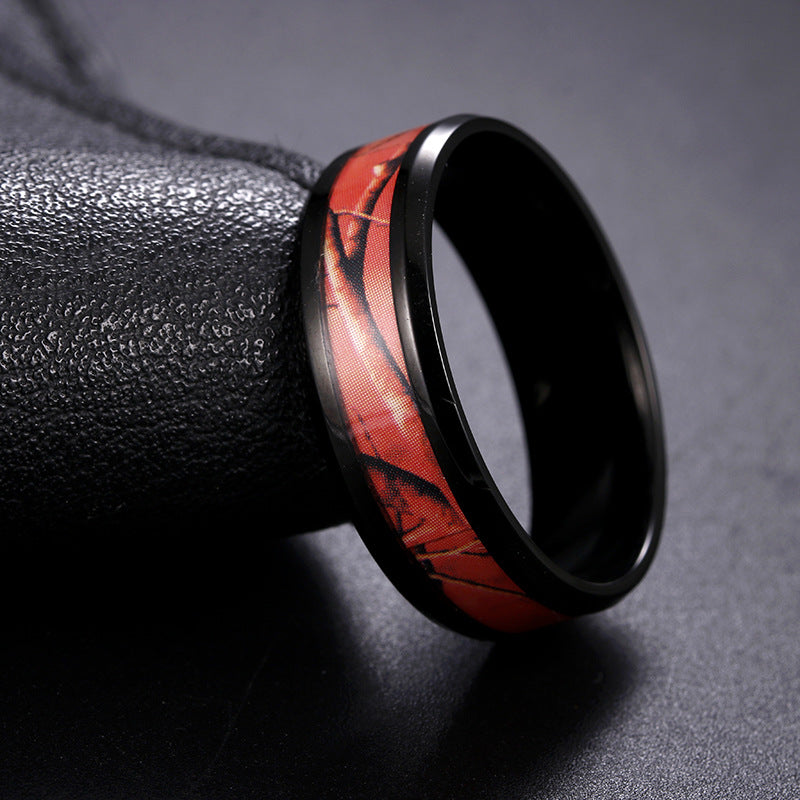 Camouflage Steel Ring for Men - Popular in Europe & America, Titanium Steel, Single Piece Ship, Genie Collection