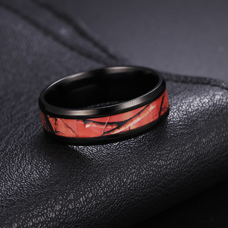 Camouflage Steel Ring for Men - Popular in Europe & America, Titanium Steel, Single Piece Ship, Genie Collection