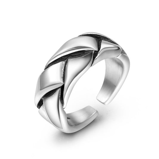 Trendy Adjustable Stainless Steel Hip-Hop Ring for Men - European and American Fashion