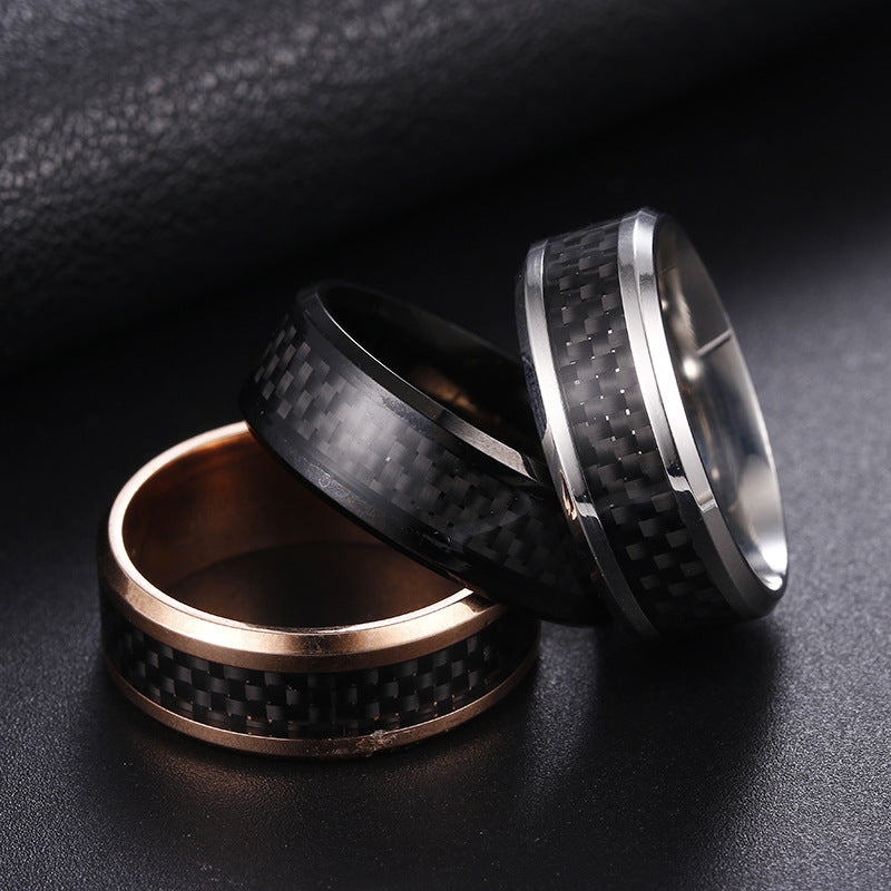 Stainless Steel Carbon Fiber Men's Ring - Everyday Genie Collection