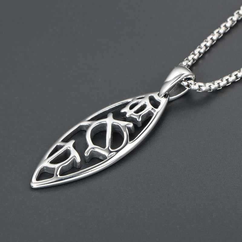 Trendy Titanium Steel Leaf Pendant Necklace from Japan and South Korea for Fashionable Girls