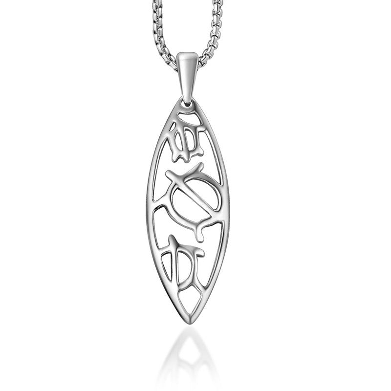 Trendy Titanium Steel Leaf Pendant Necklace from Japan and South Korea for Fashionable Girls