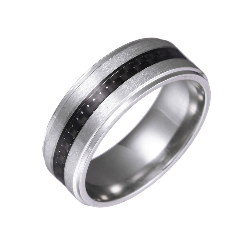 Carbon Fiber Stainless Steel Men's Ring - European American Source - Single Piece Shipping Included