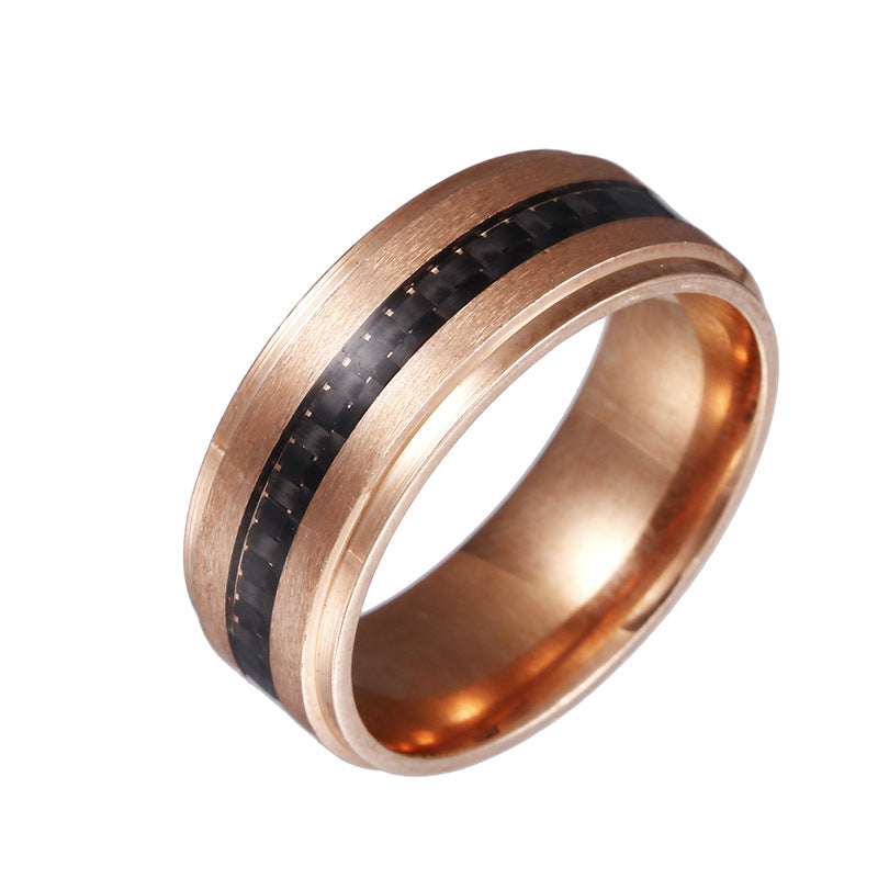 Carbon Fiber Stainless Steel Men's Ring - European American Source - Single Piece Shipping Included