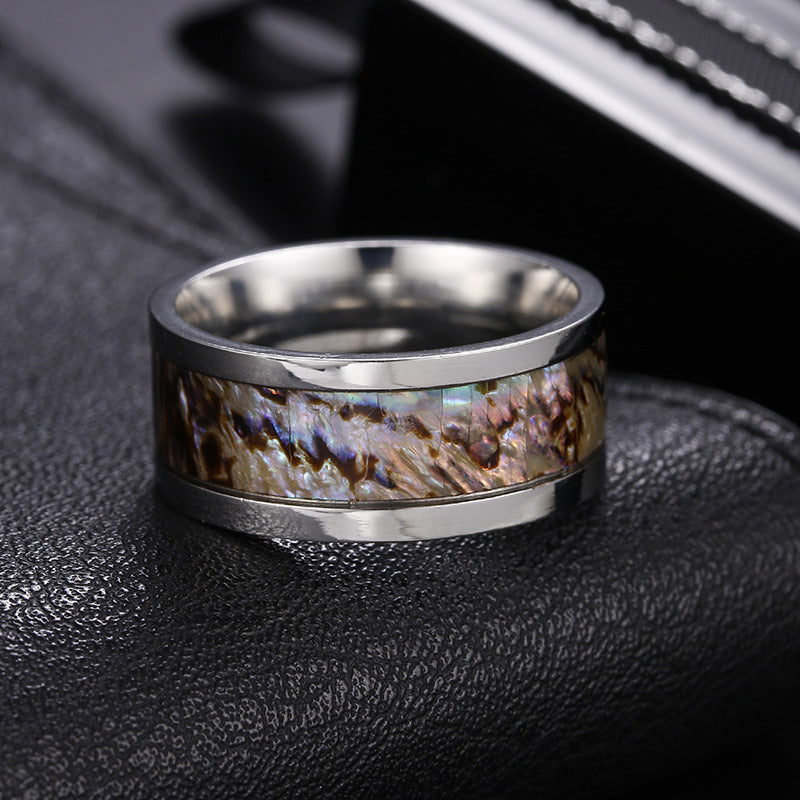 Abalone Shell Men's Ring with Stainless Steel Summer Style