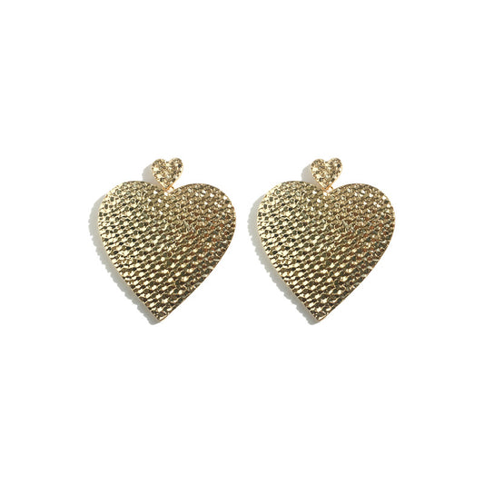 Flashing Pattern Big Peach Heart Earrings - Vienna Verve Series