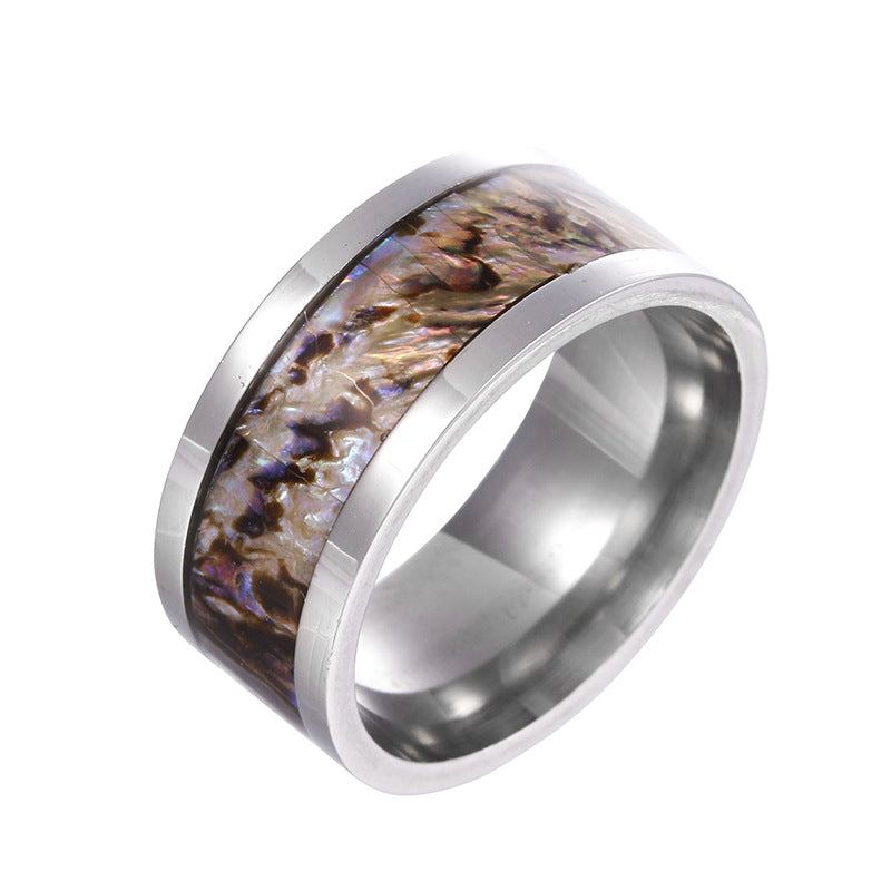 Abalone Shell Men's Ring with Stainless Steel Summer Style