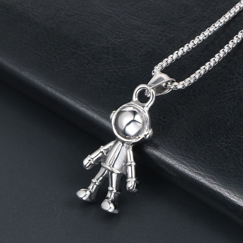 Punk Literary Character Music Robot Pendant Necklace for Men in Titanium Steel