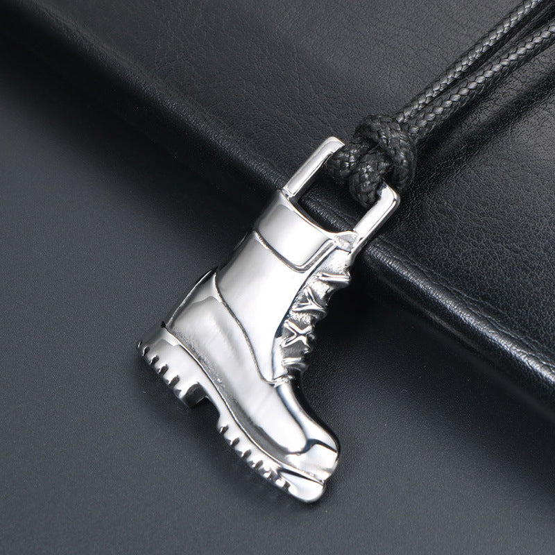 Punk-Inspired Titanium Steel Martin Boot Pendant Necklace for Men