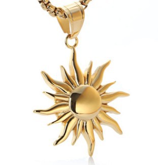 Personalized Retro Sun Pendant for Men - Titanium Steel Necklace in European American Style