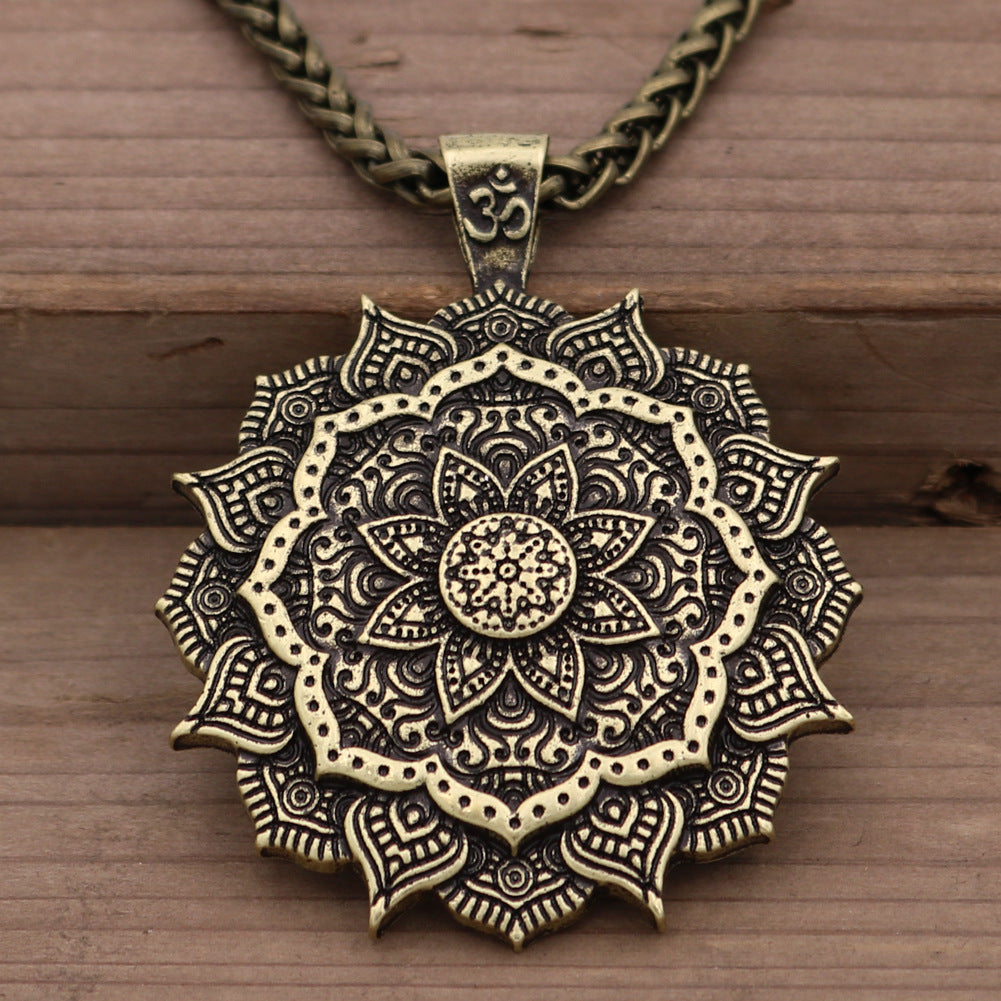 Engraved Mandala OM Necklace from Norse Legacy Collection