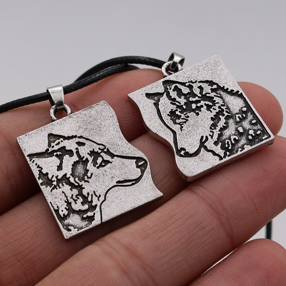 Slavic Wolf Head Necklace Set - Norse Legacy Jewelry Piece