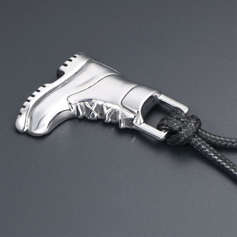 Punk-Inspired Titanium Steel Martin Boot Pendant Necklace for Men