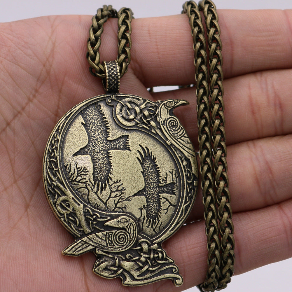 Viking Celtic Crow Necklace - Norse Legacy Collection Statement Piece for Men