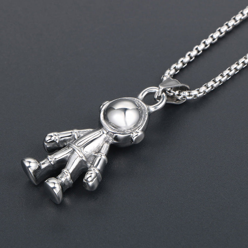 Punk Literary Character Music Robot Pendant Necklace for Men in Titanium Steel