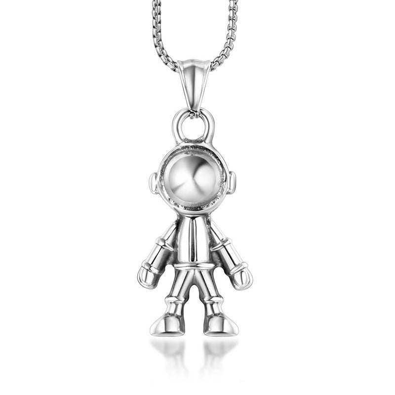 Punk Literary Character Music Robot Pendant Necklace for Men in Titanium Steel