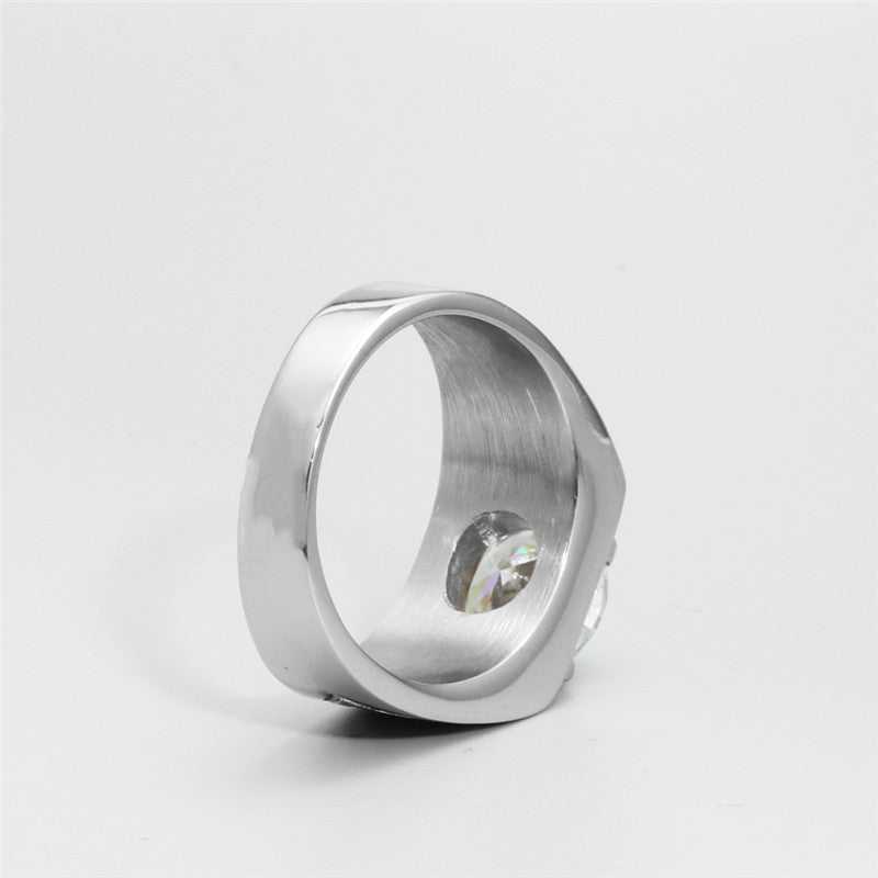 Titanium Steel Zircon Love Ring for Men - Stylish Proposal & Memory Jewelry