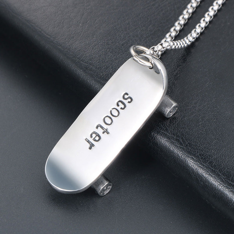 Urban Edge Titanium Steel Scooter Pendant Necklace for Men and Couples