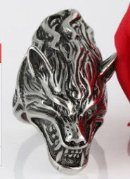 Titanium Steel Wolf Head Ring for Men - Vintage Crompunk Style Accessory