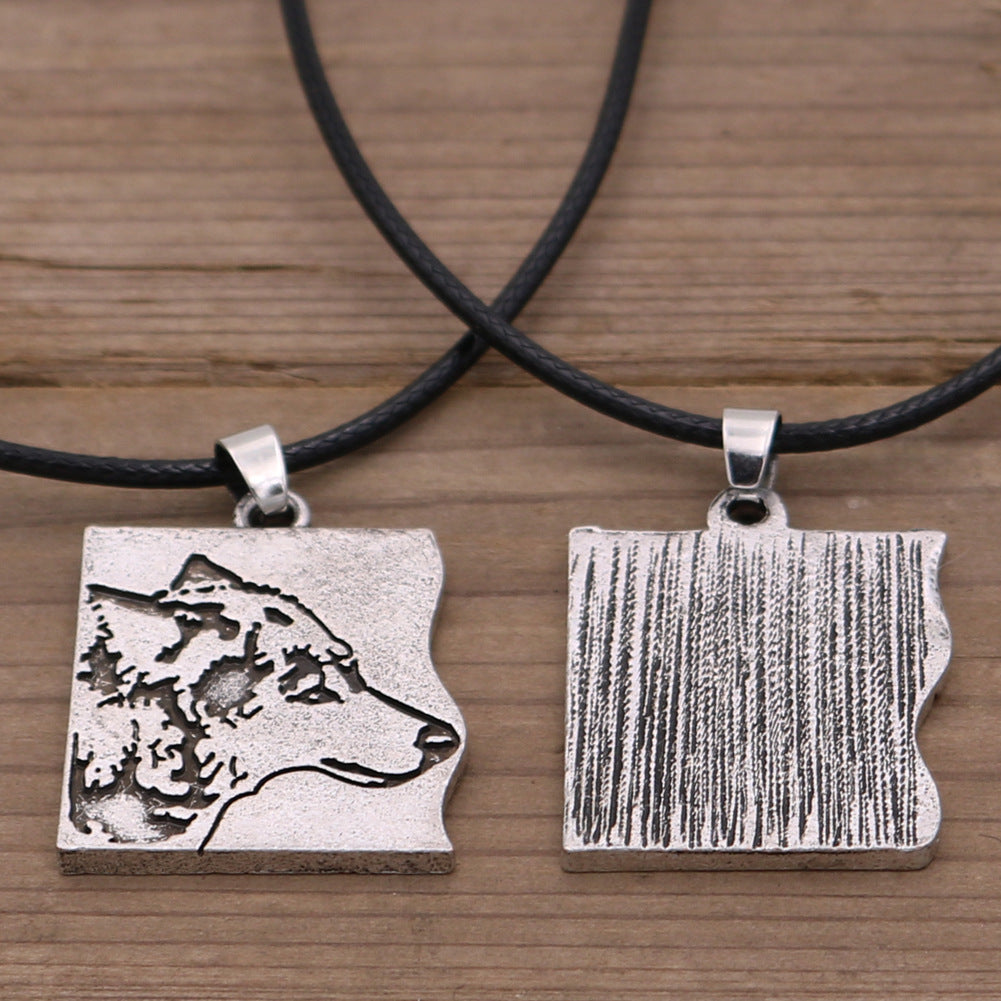 Slavic Wolf Head Necklace Set - Norse Legacy Jewelry Piece