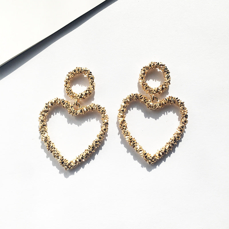 Peach Heart Metal Earrings - Vienna Verve Collection