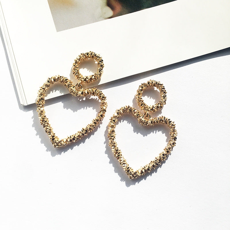 Peach Heart Metal Earrings - Vienna Verve Collection