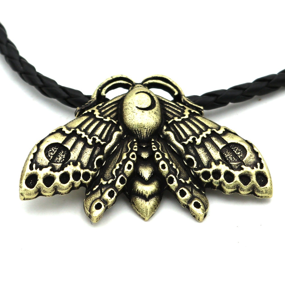 Butterfly Skull Necklace with Moth Moon Totem