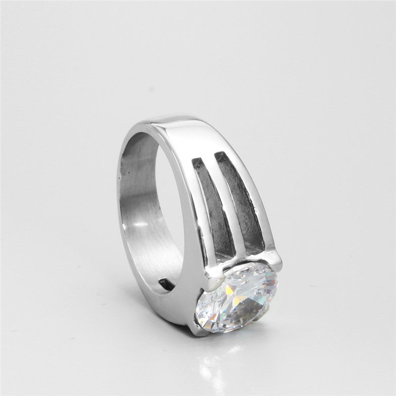 Timeless Titanium Steel Crystal Love Ring for Couples - Elegant Zircon Jewelry for Men and Women